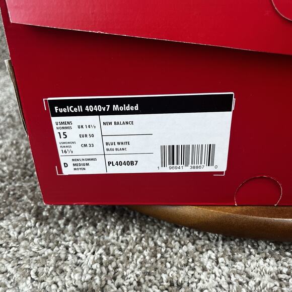 Size 15 - New Balance Men's FuelCell 4040 V7 Molded Team Royal/Optic White Blue - Picture 14 of 15